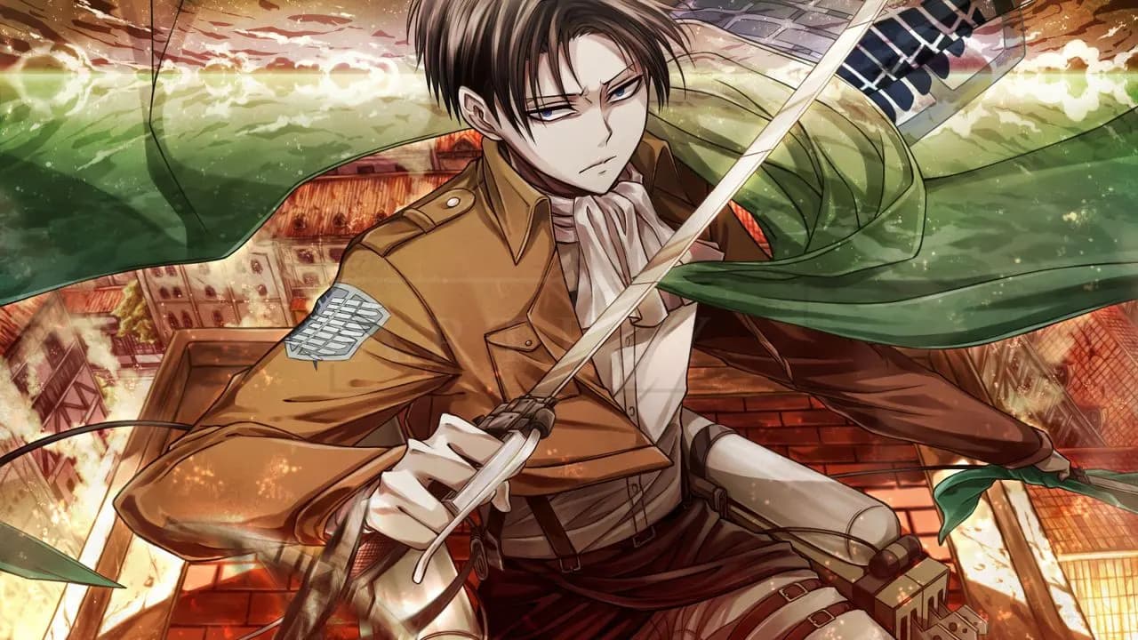 Levi Rooftop Blade Stance metal wall art by Artelyx Studios