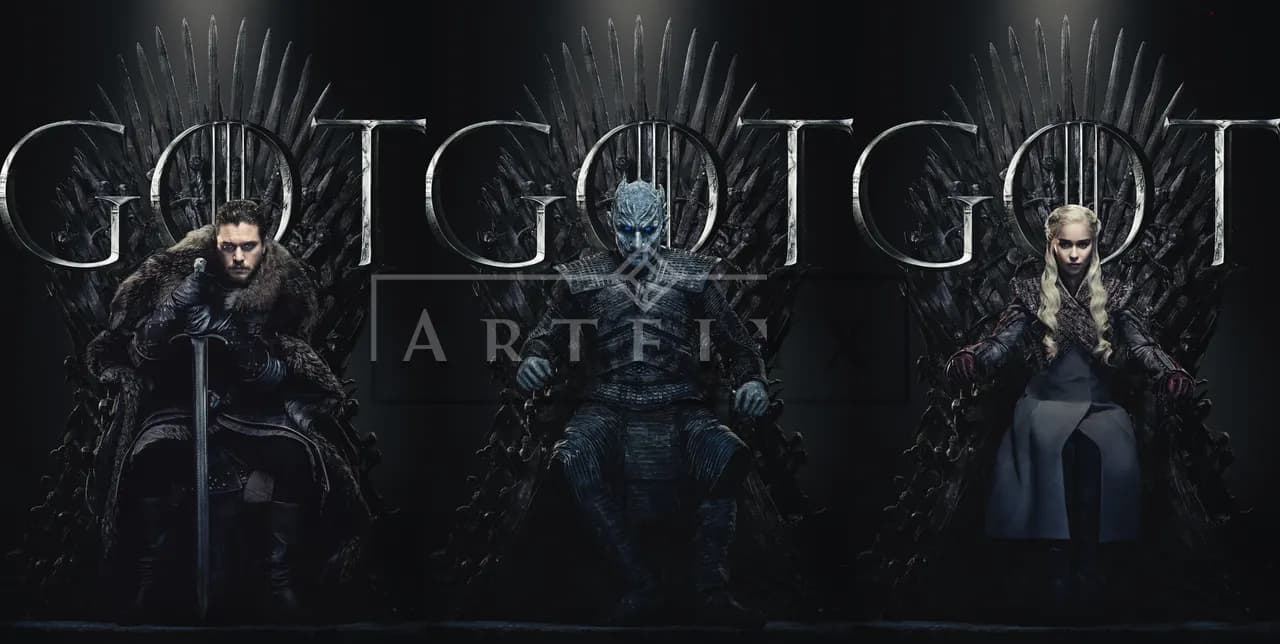 Three Rulers on the Iron Throne metal wall art by Artelyx Studios