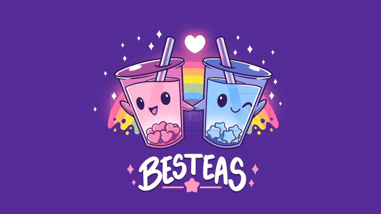 Besteas Kawaii Bubble Tea Poster metal wall art by Artelyx Studios