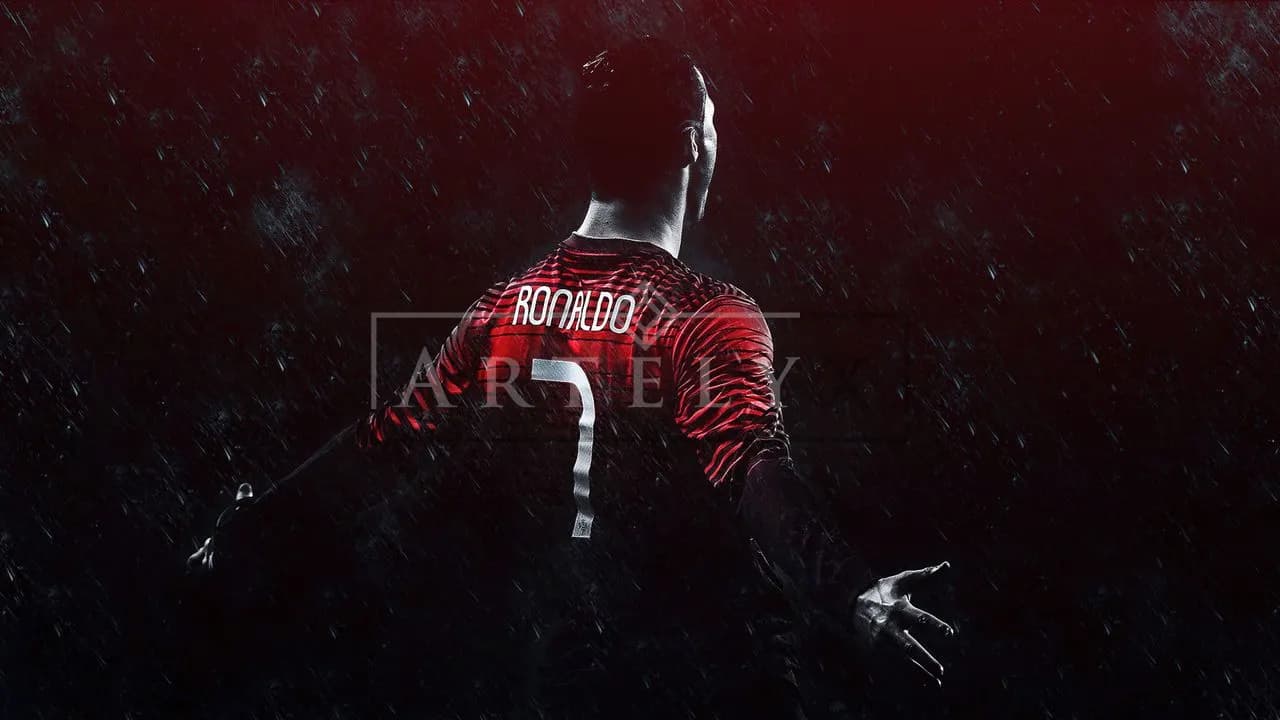 Ronaldo in the Rain metal wall art by Artelyx Studios