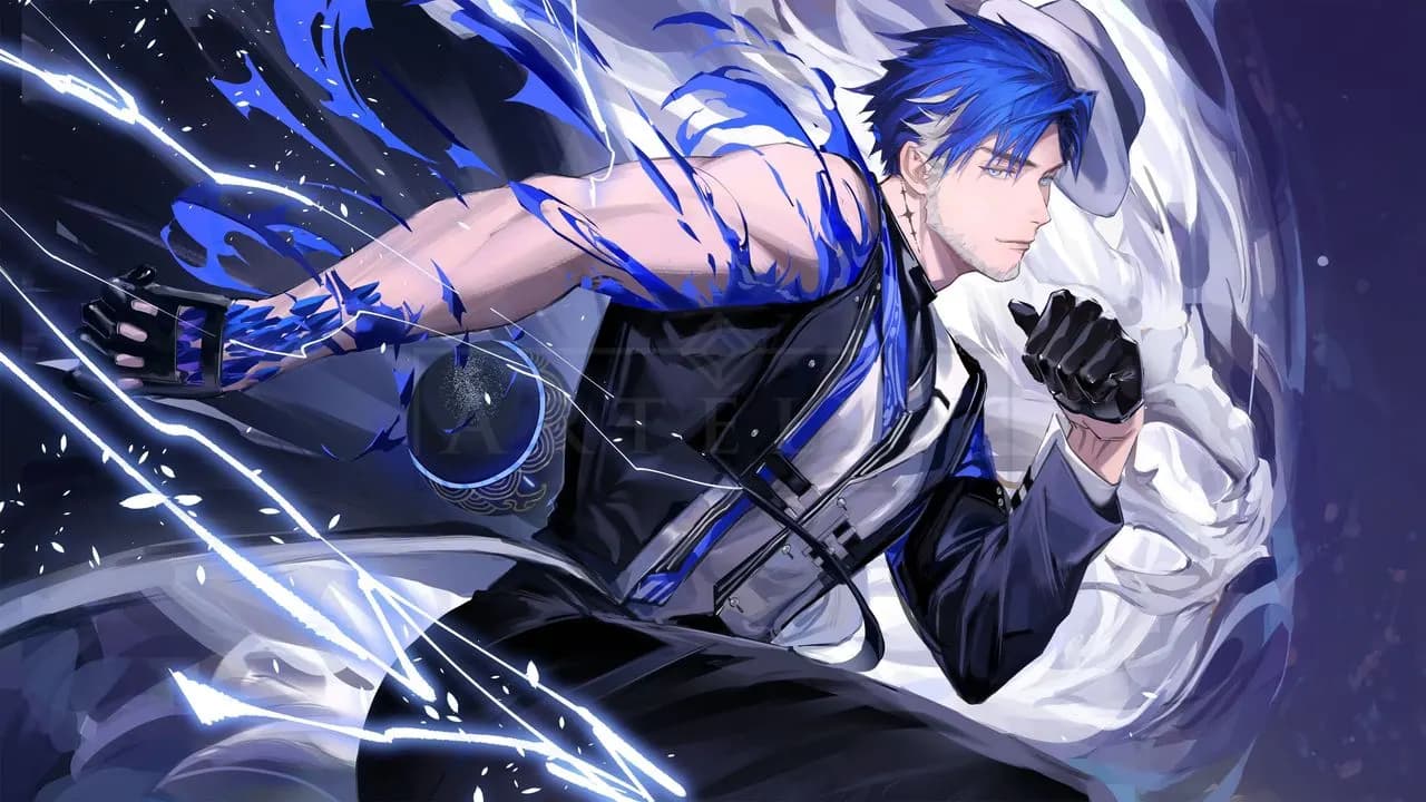 Yuanwu in Blue Combat Motion metal wall art by Artelyx Studios