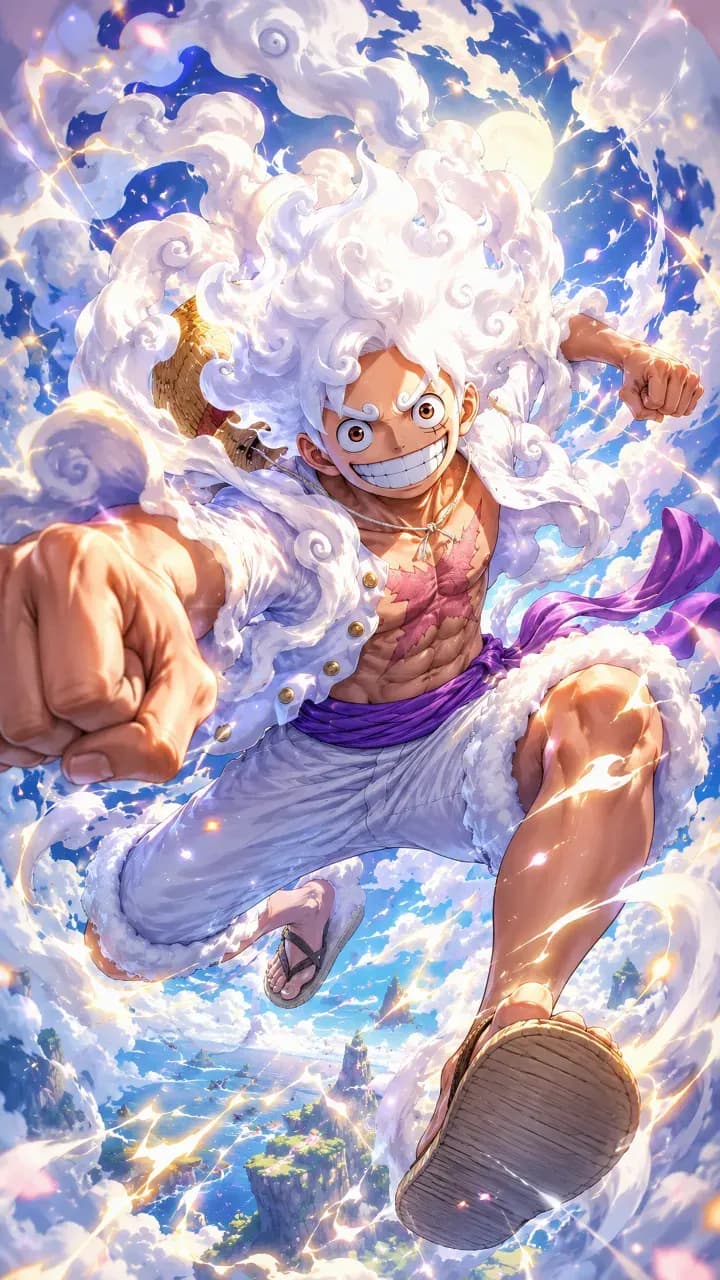 Gear 5 Luffy: Joyboy Ascendant metal wall art by Artelyx Studios