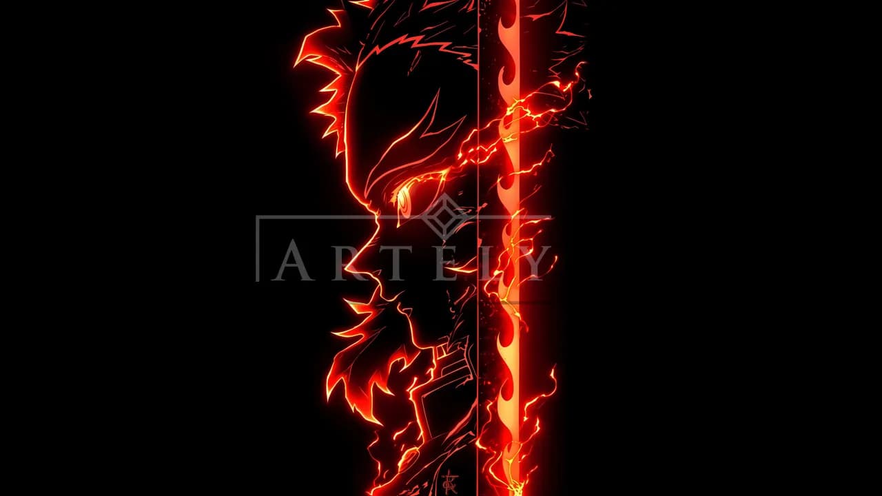 Crimson Blade Silhouette metal wall art by Artelyx Studios