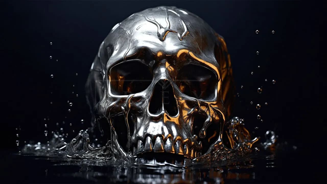 Liquid Skull metal wall art by Artelyx Studios