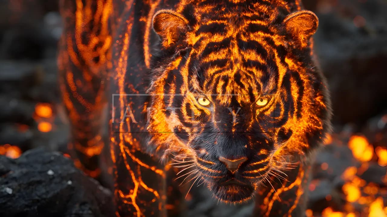 Emberstripe Tiger metal wall art by Artelyx Studios